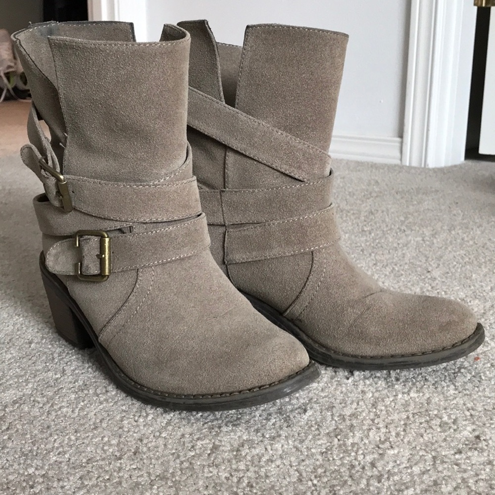 Mid calf high boots.